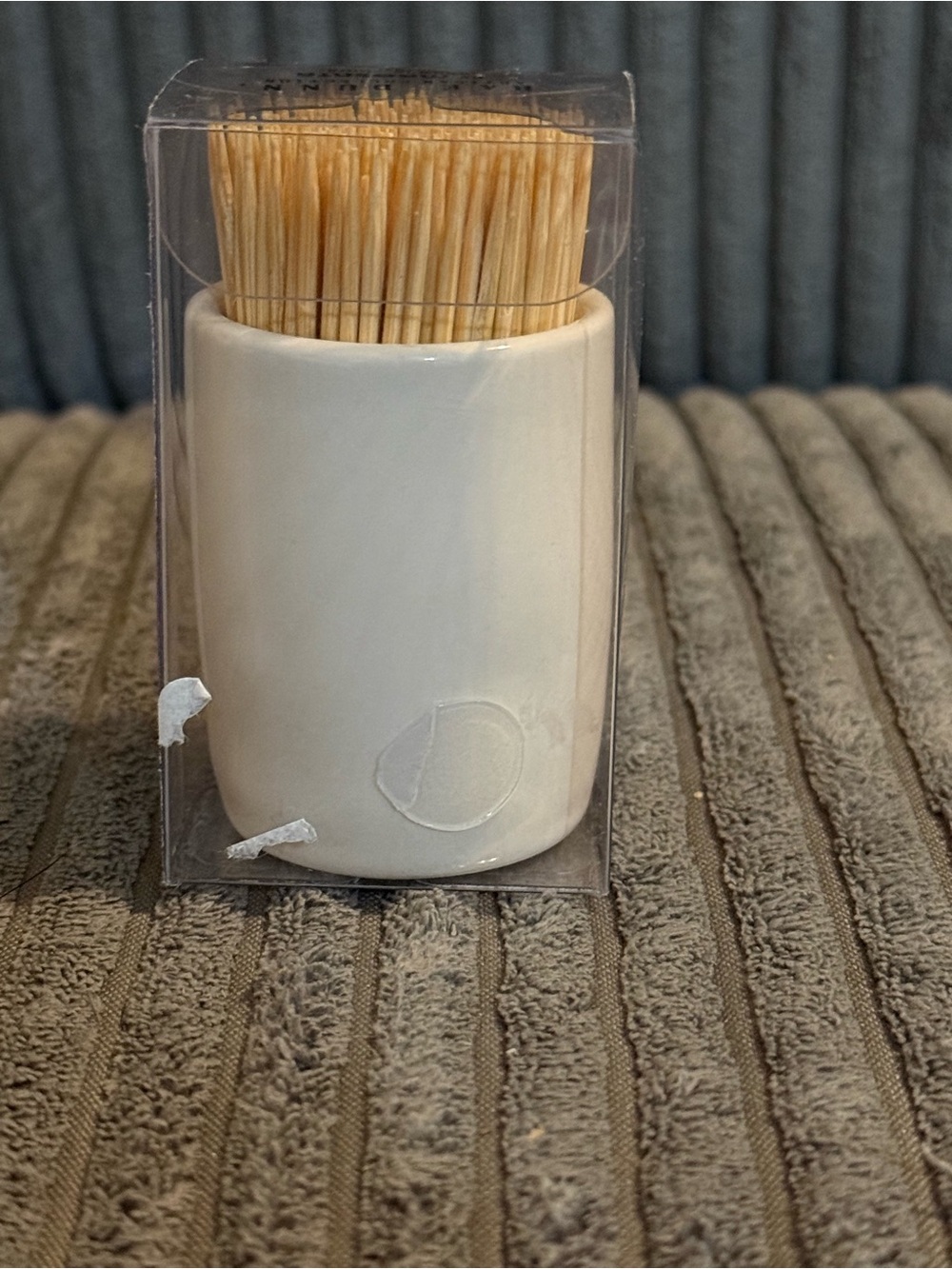 Rae Dunn White Ceramic Toothpicks Holder - White "TOOTHPICKS" - Picture 2 of 6